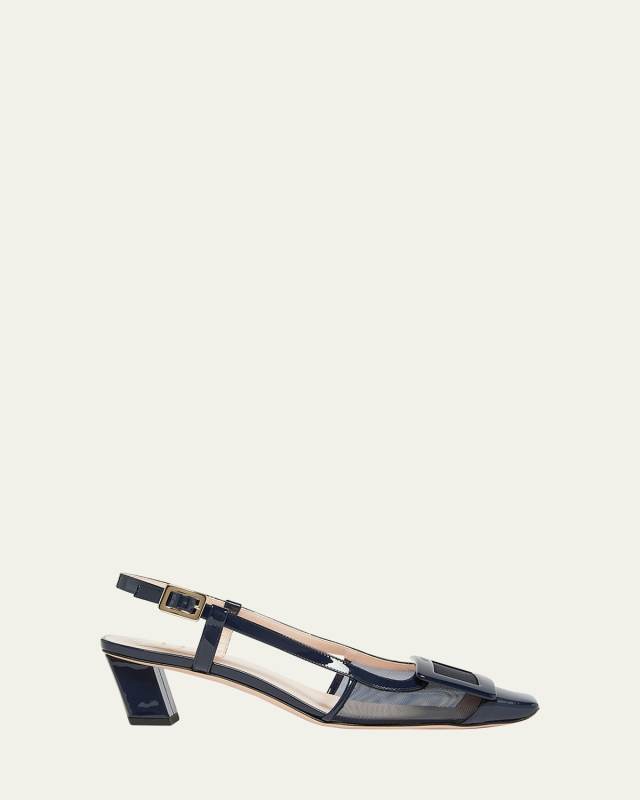 Belle Vivier Mesh Buckle Slingback Pumps